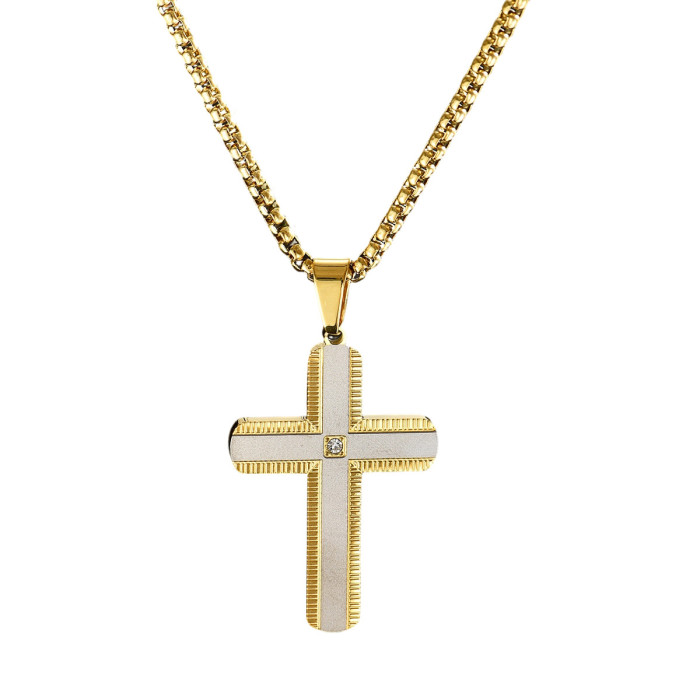 Wholesale Stainless Steel Multi-Color Plated Cross Necklace