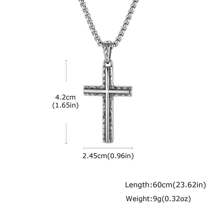 Wholesale Stainless Steel Hammered Cross Necklaces