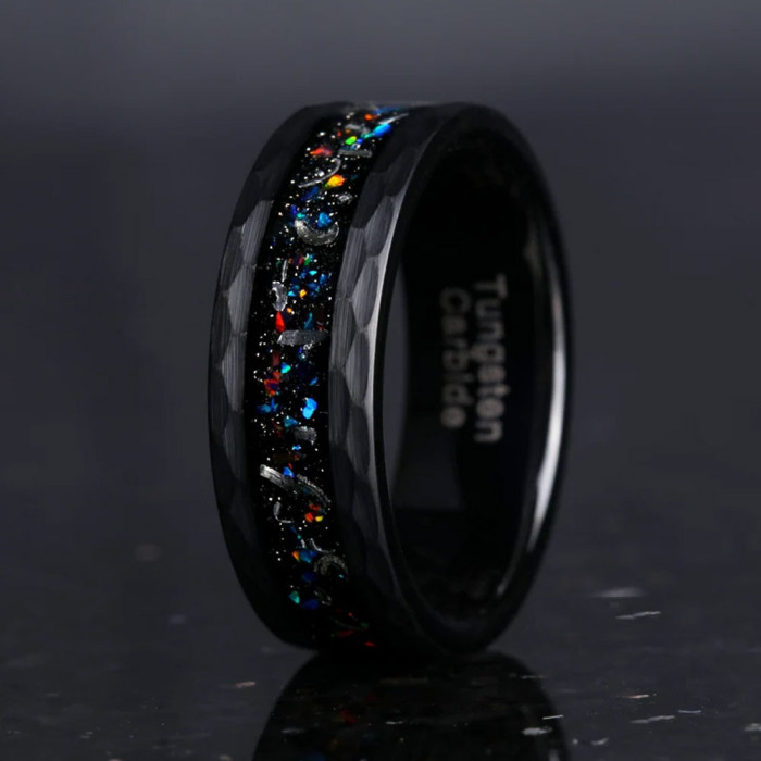 Wholesale Tungsten Carbide Black Hammered Rings