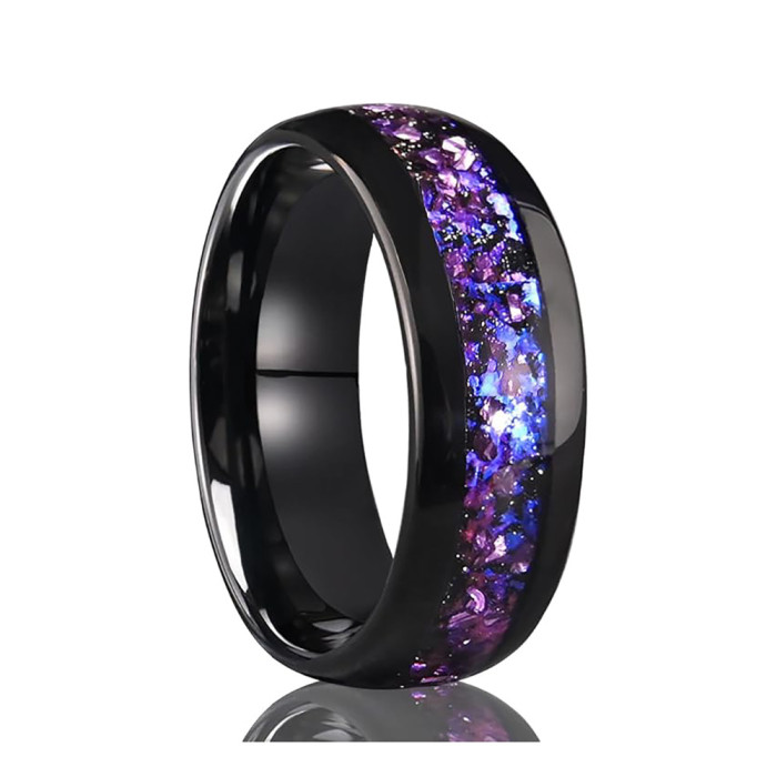 Wholesale 8MM Tungsten Carbide Black Domed Band Rings