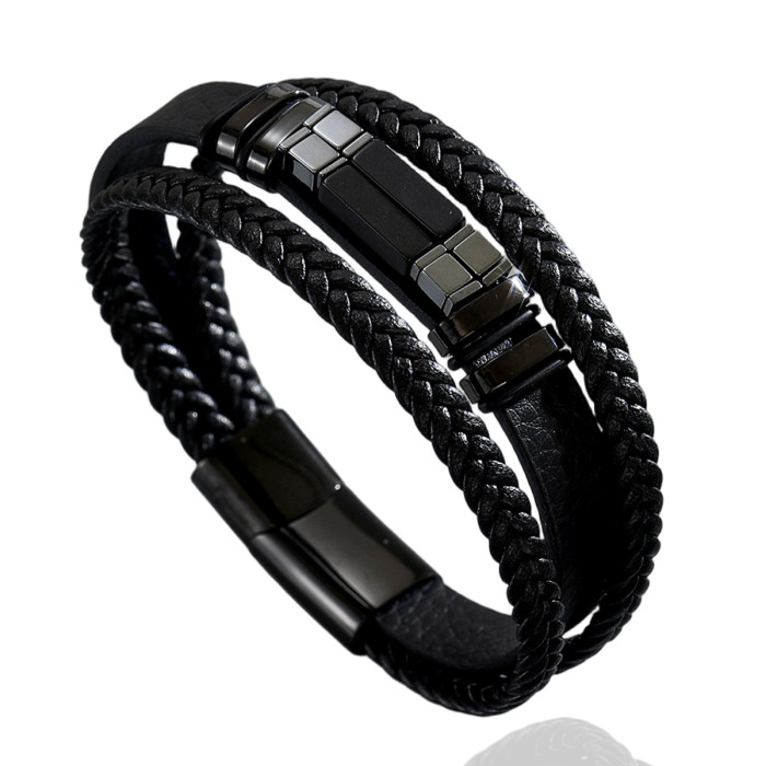 Wholesale Natural Gemstone Multi-Layer Leather Bracelet