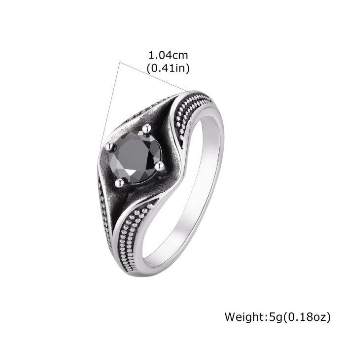 Wholesale Stainless Steel Gothic Black CZ Rings