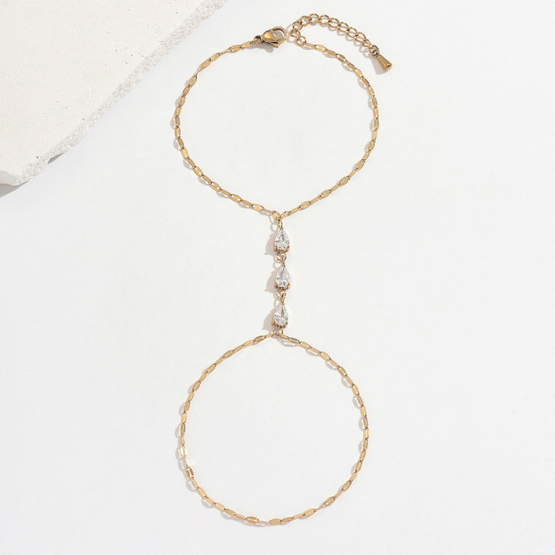 Wholesale Stainless Steel Teardrop CZ Hand Chain