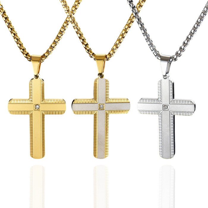 Wholesale Stainless Steel Multi-Color Plated Cross Necklace