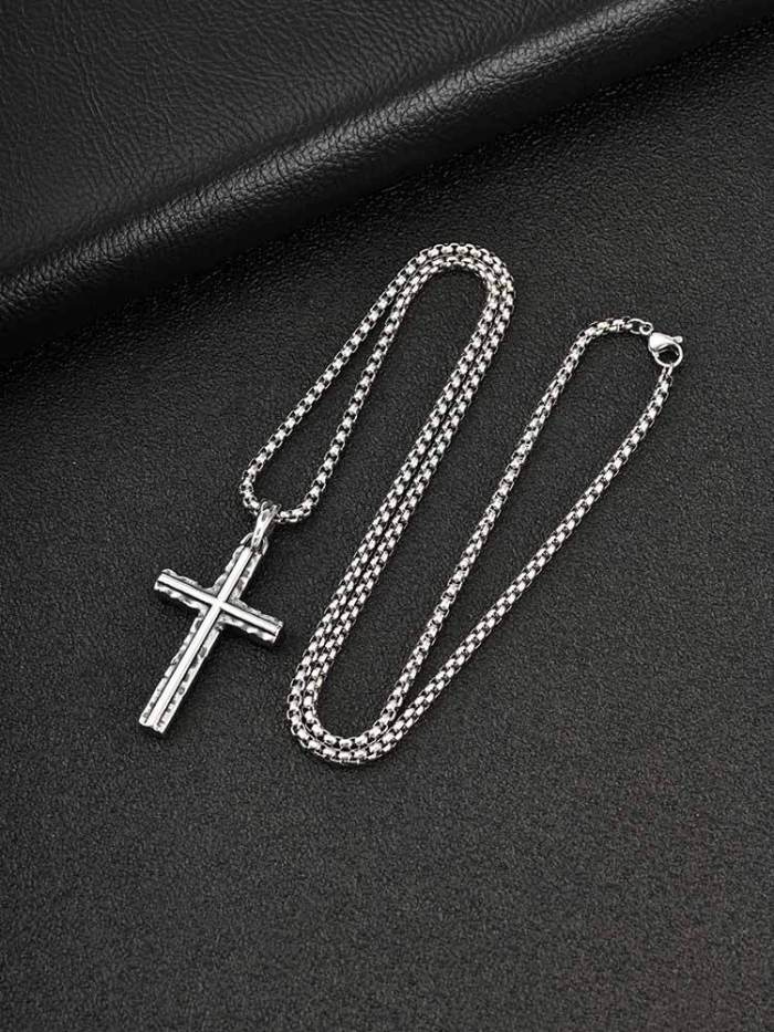 Wholesale Stainless Steel Hammered Cross Necklaces