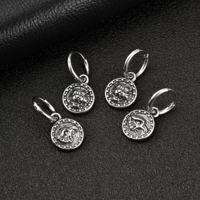 Wholesale Stainless Steel Eagle Tiger Hoop Earrings