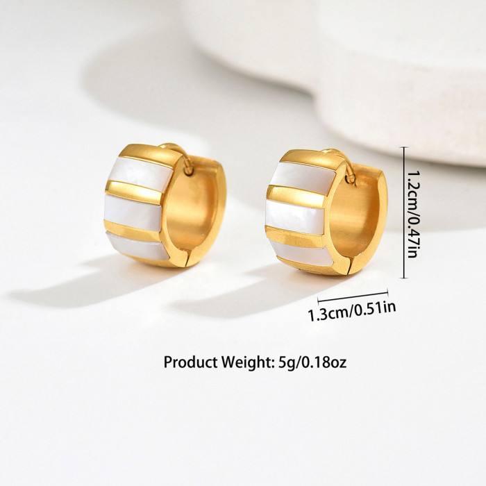Wholesale Stainless Steel Mother of Pearl Inlay Earrings