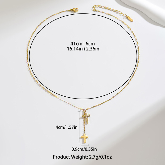 Wholesale Stainless Steel Micro-Pave Crystal Cross Necklace