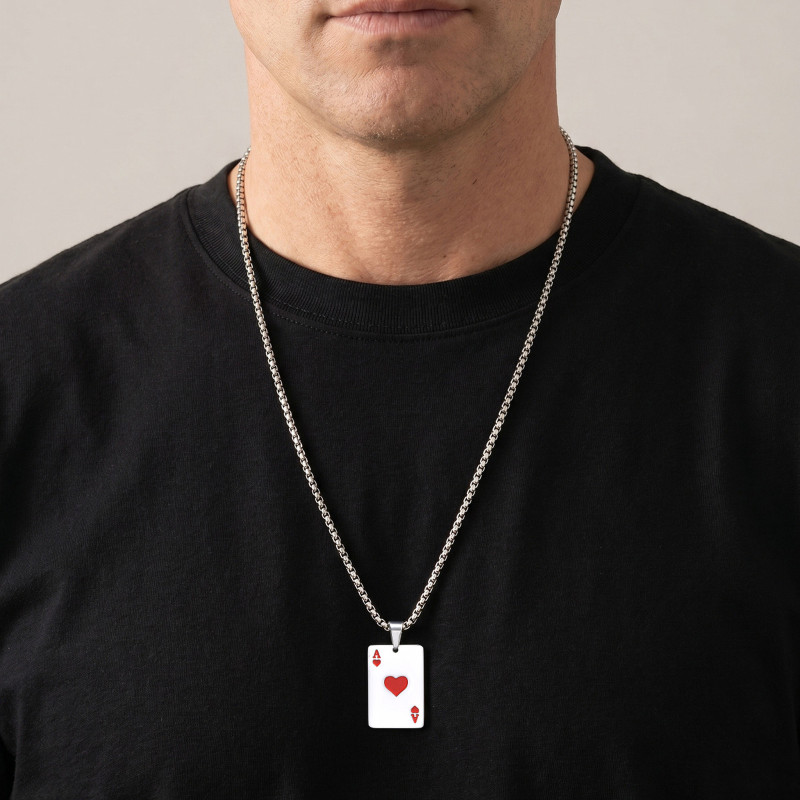 Wholesale Stainless Steel Playing Card Necklaces