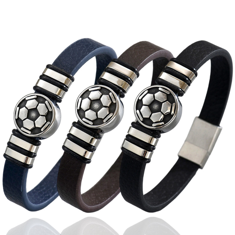 Wholesale Stainless Steel Men's Football Bracelet