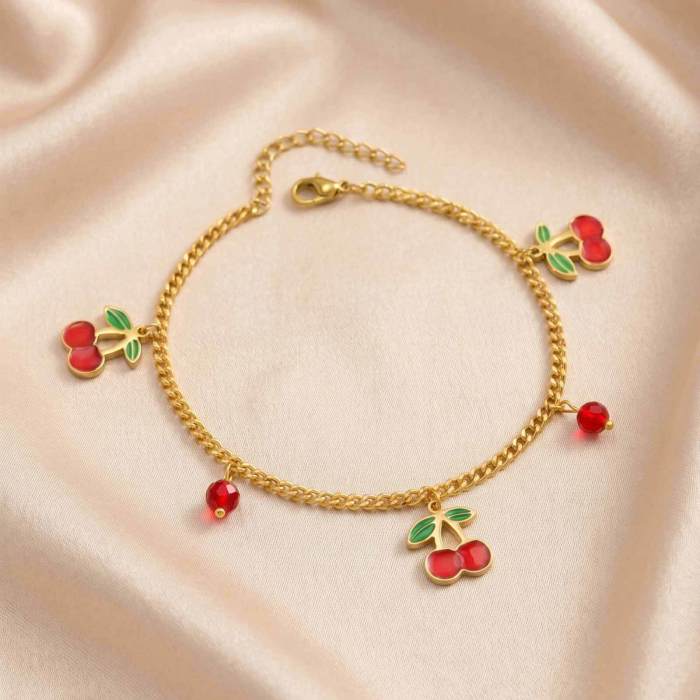 Wholesale Premium Stainless Steel Cherry Anklets