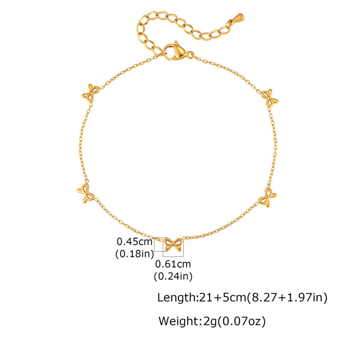 Wholesale Premium Stainless Steel Micro-Bowknot Anklet