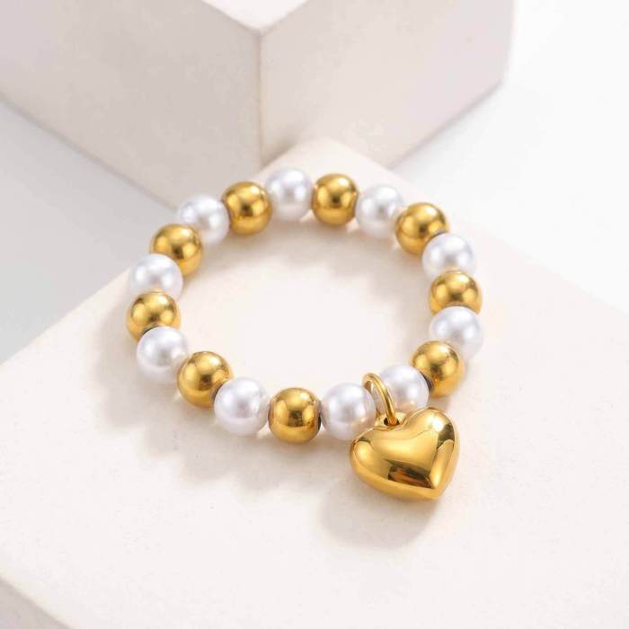 Wholesale Premium Pearl Puff Heart Elastic Rings