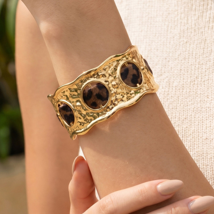 Wholesale Stainless Steel Leopard Cuff Bracelets