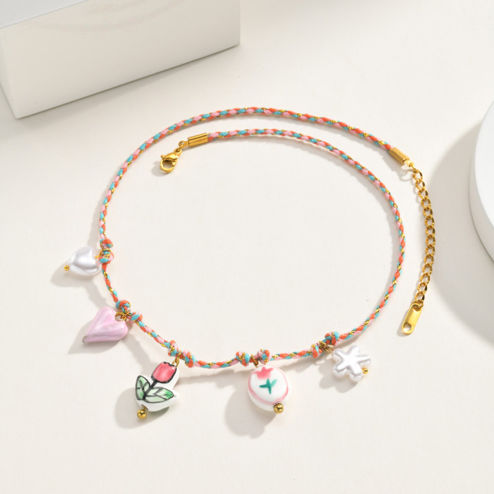 Wholesale Colorful Braided Cord Charm Necklaces