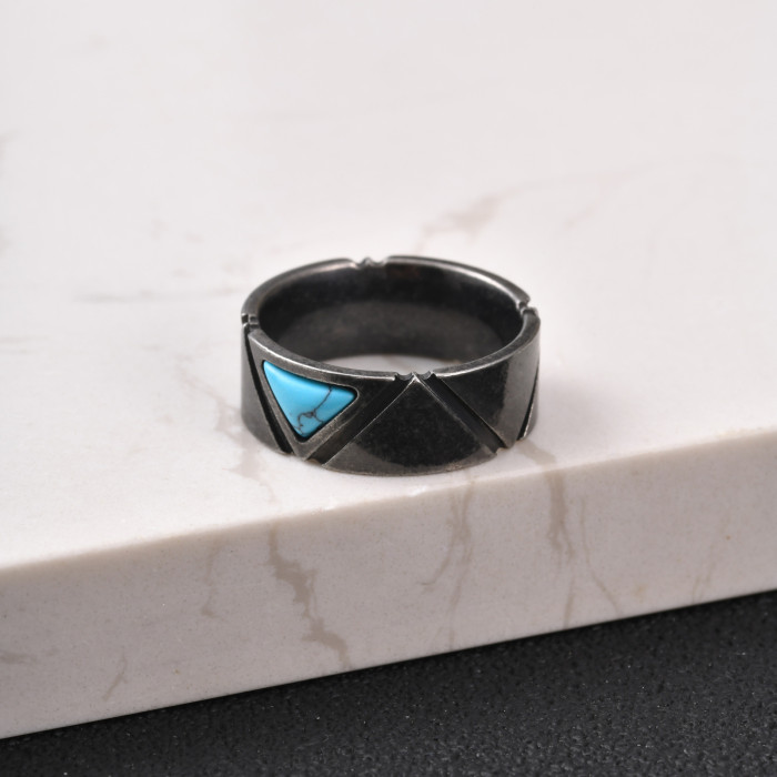 Wholesale Stainless Steel Turquoise Band Rings