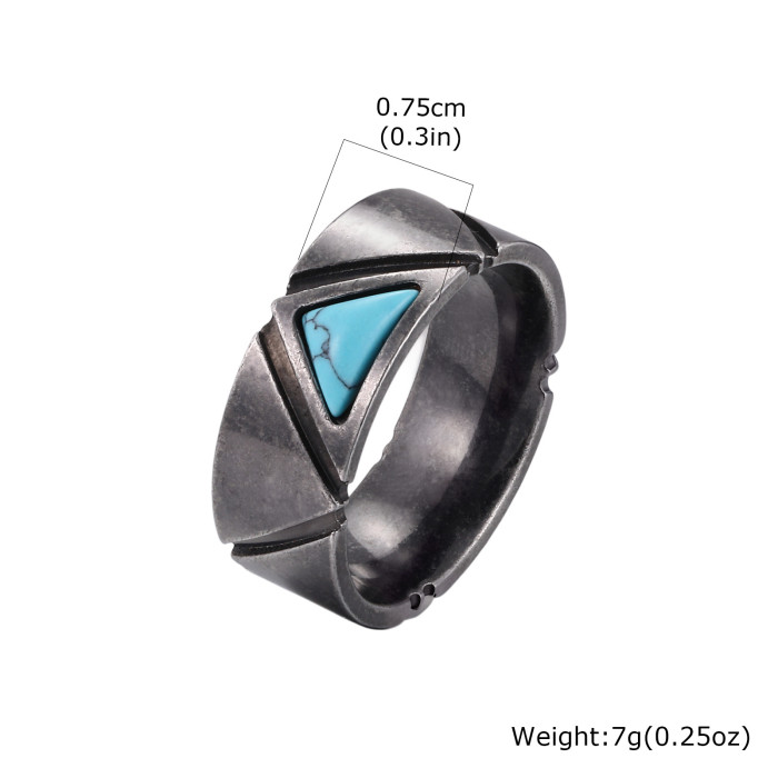 Wholesale Stainless Steel Turquoise Band Rings