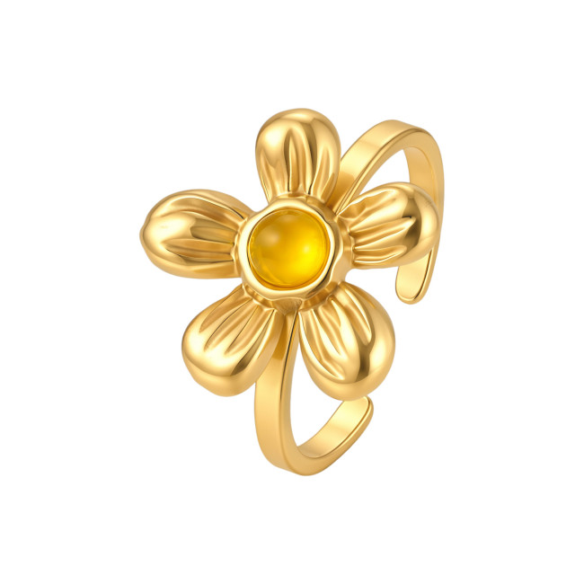 Wholesale Vintage Stainless Steel Flower Rings