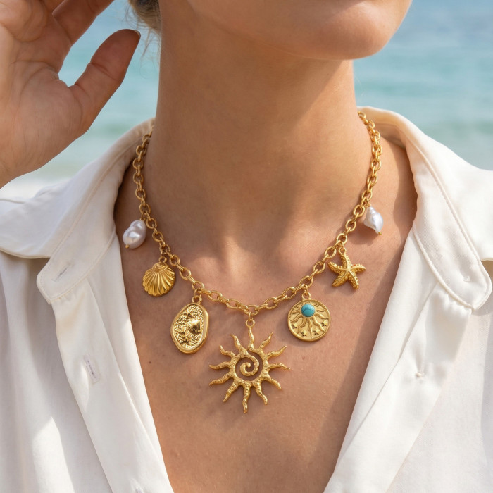 Wholesale Luxury Stainless Steel Charm Necklaces