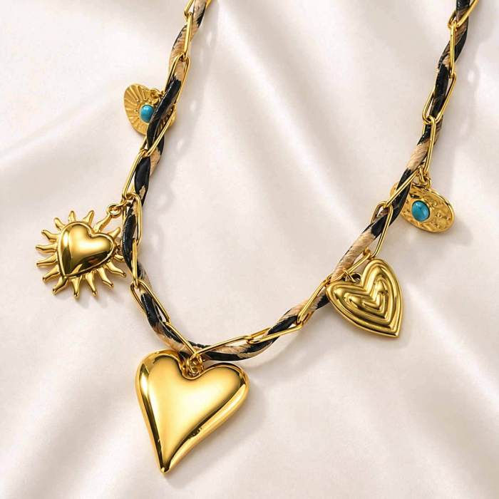 Wholesale Stainless Steel Leopard Cord Charm Necklaces