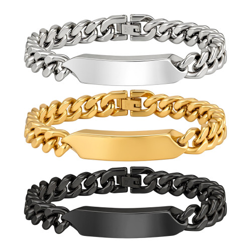 Wholesale Stainless Steel Cuban Link ID Bracelets