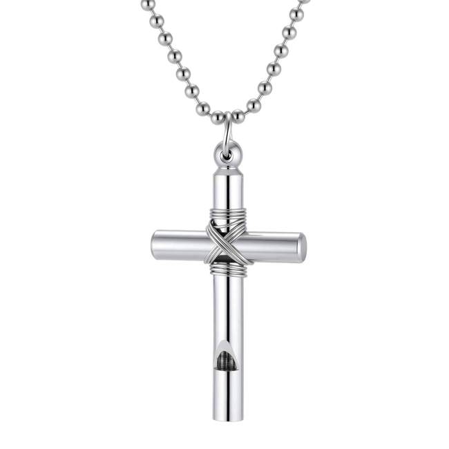 Wholesale Stainless Steel Whistle Cross Necklaces