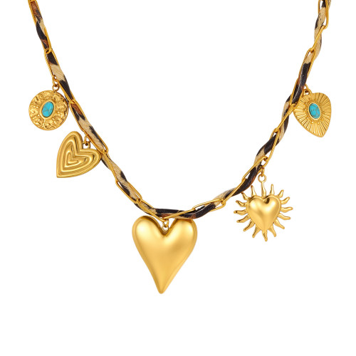 Wholesale Stainless Steel Leopard Cord Charm Necklaces