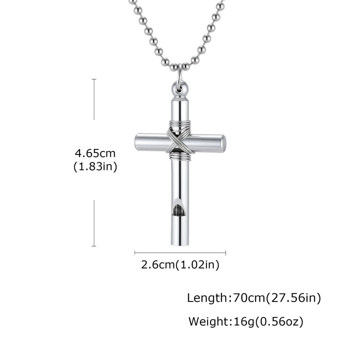 Wholesale Stainless Steel Whistle Cross Necklaces