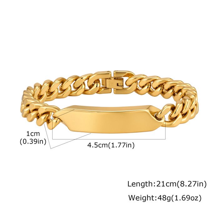 Wholesale Stainless Steel Cuban Link ID Bracelets