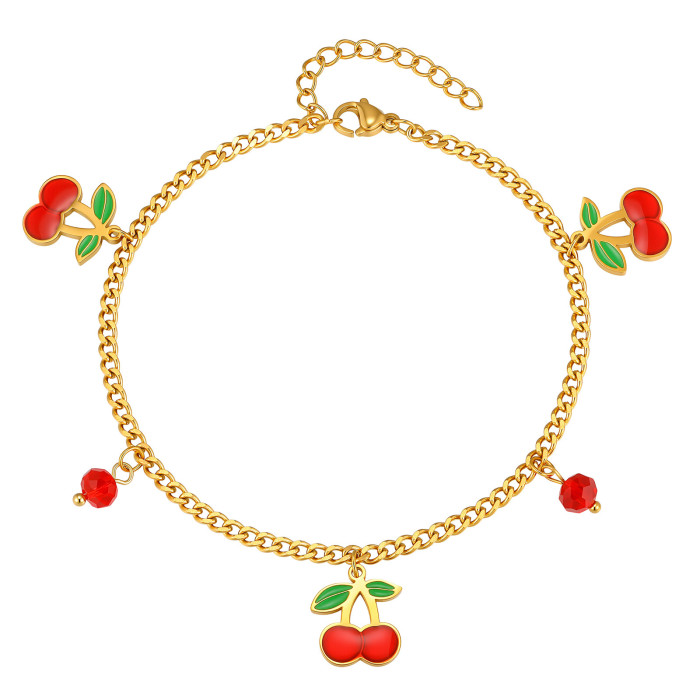 Wholesale Premium Stainless Steel Cherry Anklets
