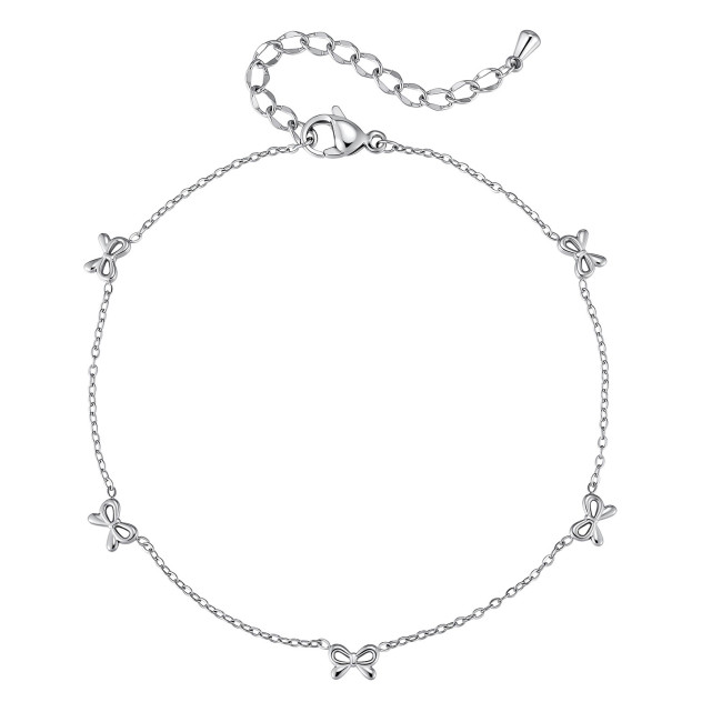 Wholesale Premium Stainless Steel Micro-Bowknot Anklet