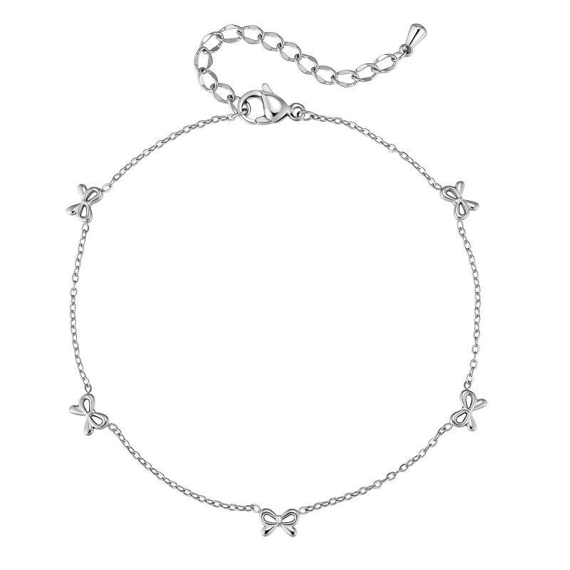 Wholesale Premium Stainless Steel Micro-Bowknot Anklet