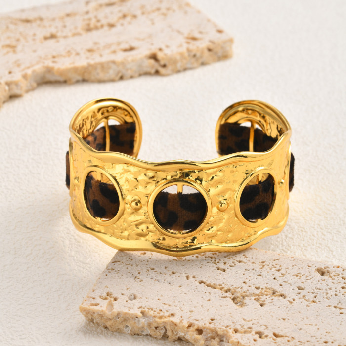 Wholesale Stainless Steel Leopard Cuff Bracelets