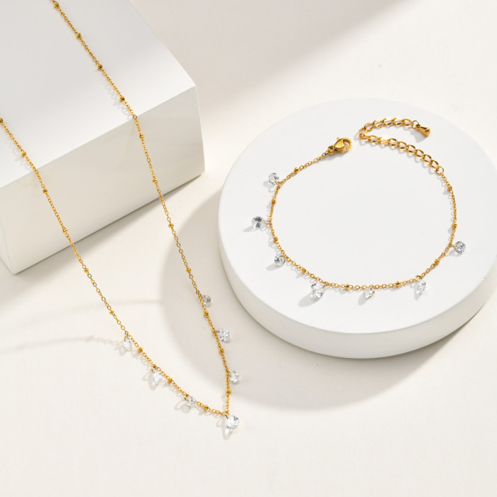 Wholesale Stainless Steel Pear-Cut CZ Bracelets