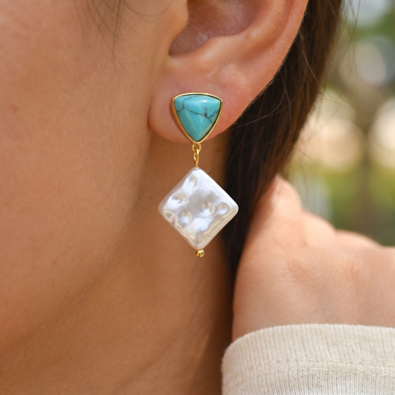 Wholesale Premium Stainless Steel Baroque Drop Earrings