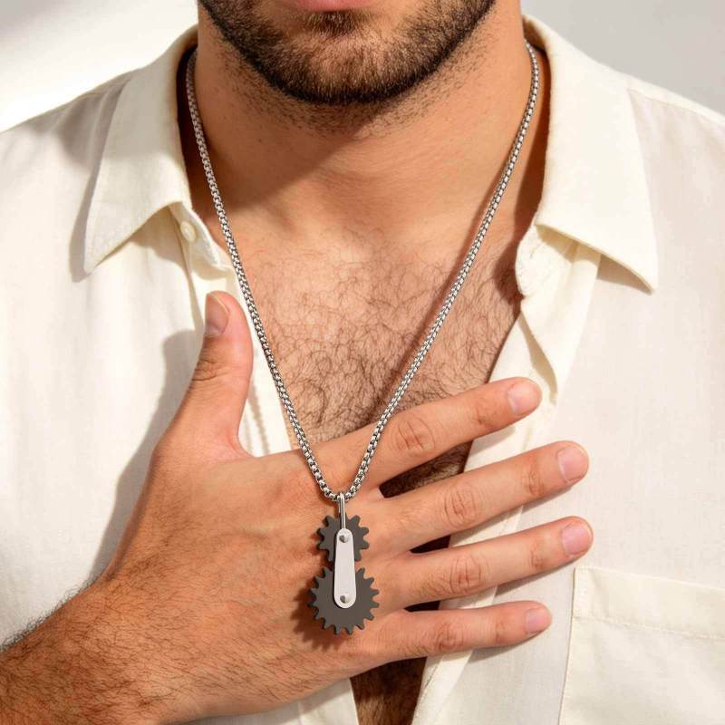 Wholesale Stainless Steel Kinetic Gear Necklaces