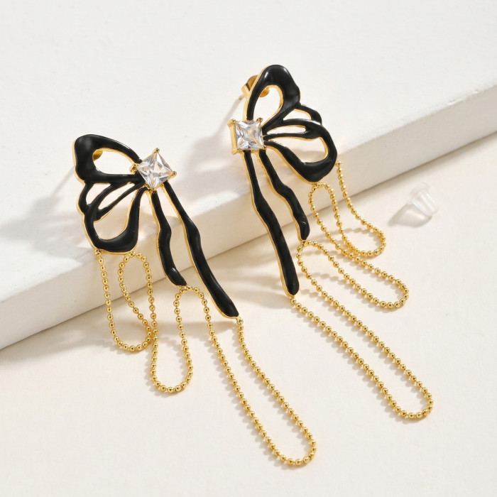 Wholesale Stainless Steel Black Bow Studs