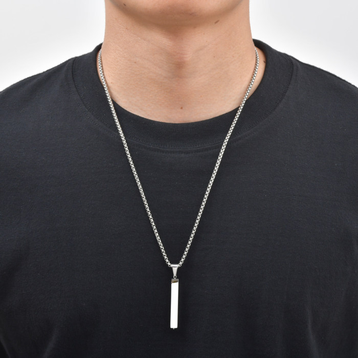 Wholesale Stainless Steel 3D Bar Letter Necklaces