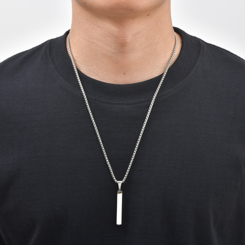 Wholesale Stainless Steel 3D Bar Letter Necklaces