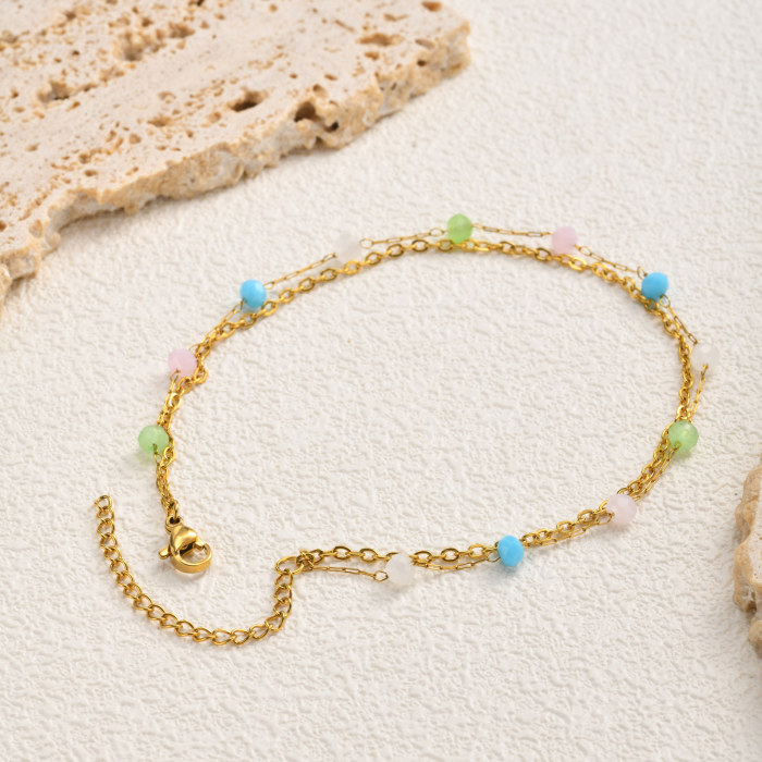 Wholesale Layered Crystal Beaded Beach Anklets