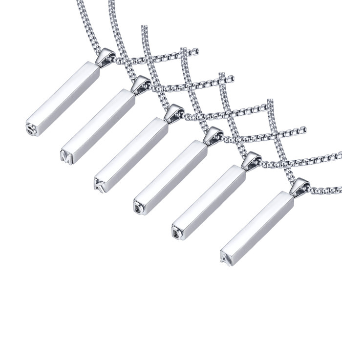Wholesale Stainless Steel 3D Bar Letter Necklaces
