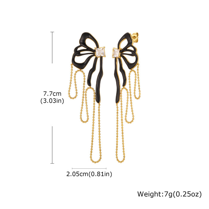 Wholesale Stainless Steel Black Bow Studs