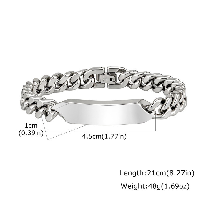 Wholesale Stainless Steel Cuban Link ID Bracelets