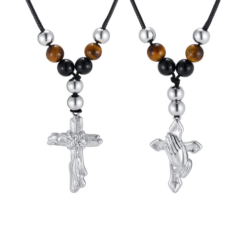 Wholesale Stainless Steel Rosary Cross Necklaces
