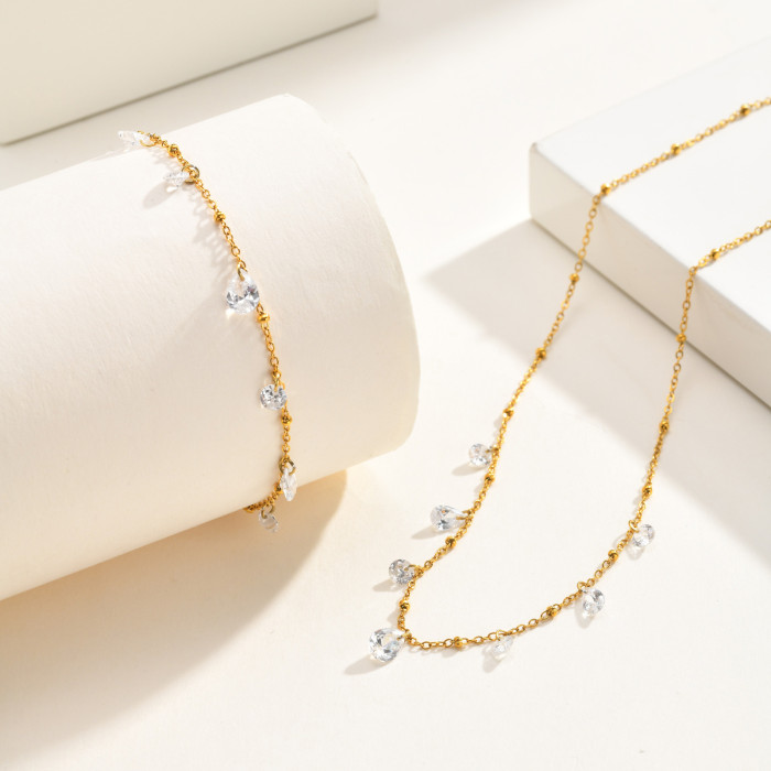 Wholesale Stainless Steel Pear-Cut CZ Bracelets