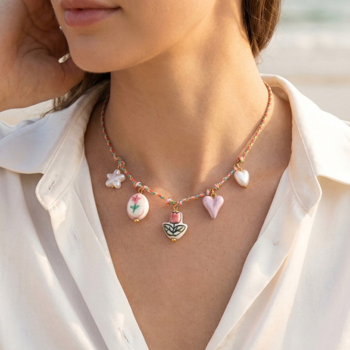 Wholesale Colorful Braided Cord Charm Necklaces