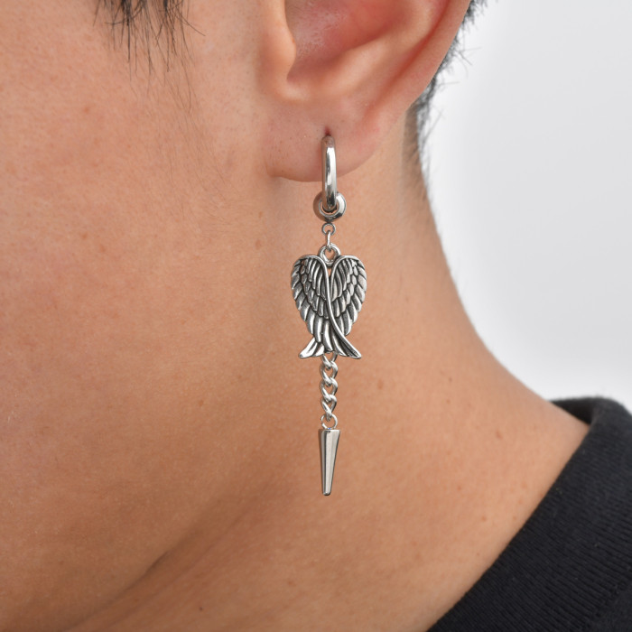 Wholesale Stainless Steel Angel Wings Drop Earrings