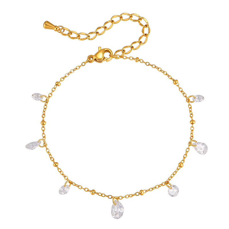 Wholesale Stainless Steel Pear-Cut CZ Bracelets