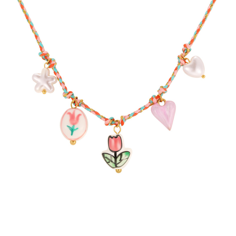 Wholesale Colorful Braided Cord Charm Necklaces