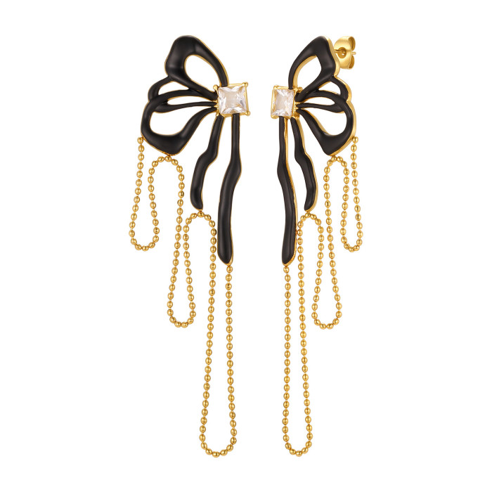 Wholesale Stainless Steel Black Bow Studs